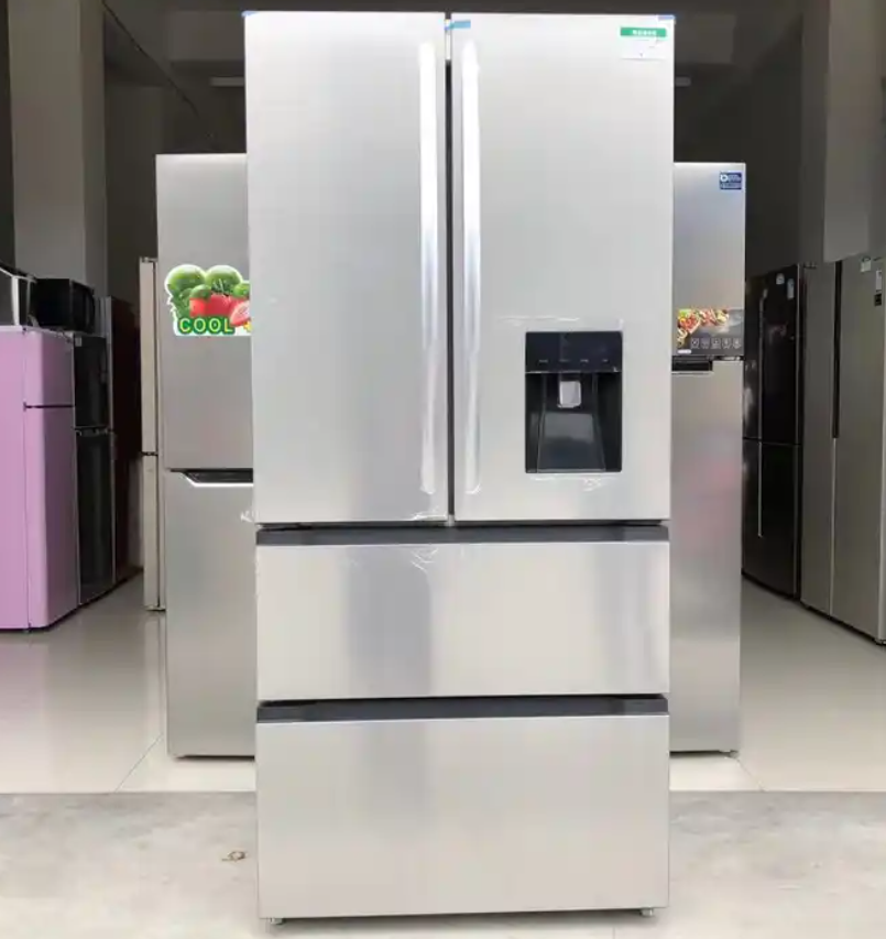 French Door Refrigerator With Water Dispenser Drawer Freezer Wind Cooling Big Size 680L Frost Free Big Home 4 Door Fridge