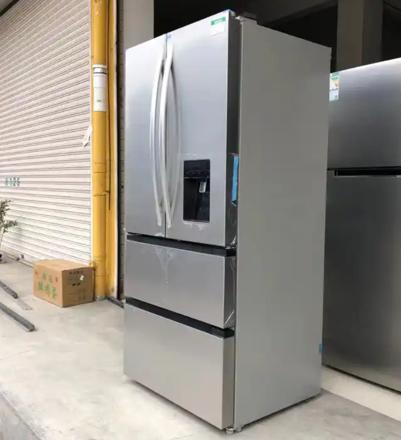 French Door Refrigerator With Water Dispenser Drawer Freezer Wind Cooling Big Size 680L Frost Free Big Home 4 Door Fridge