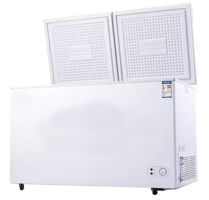 661L Commercial Chest Freezer Supermarket Top Open Deep Freezer Ice Cream Storage Refrigerator Equipment double door