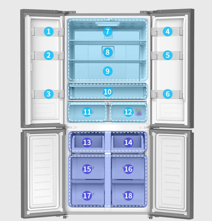 Storage Commercial Four doors refrigerators Bottom Freezer Fridge For Home Refrigerators