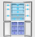 Storage Commercial Four doors refrigerators Bottom Freezer Fridge For Home Refrigerators