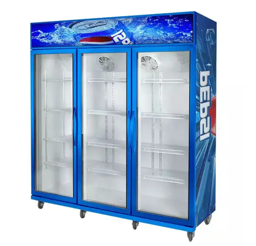 3 Glass Door Cold Drink Commercial Beverage Cooler Fridge For Supermarket