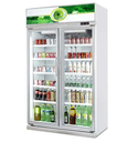 Supermarket Commercial Beverage Display Double Door Refrigerator