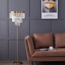 Home bedroom hotel wedding decor light American luxury artistic gold crushed crystal led chandelier floor lamp
