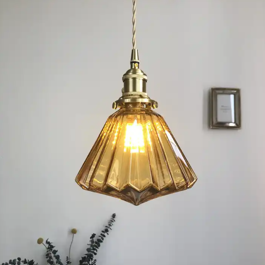Iwork Lighting Scandinavian Ins Minimalist Vintage Brass Glass Pendant Lamp For Dining Room Bar Bedroom Bedside