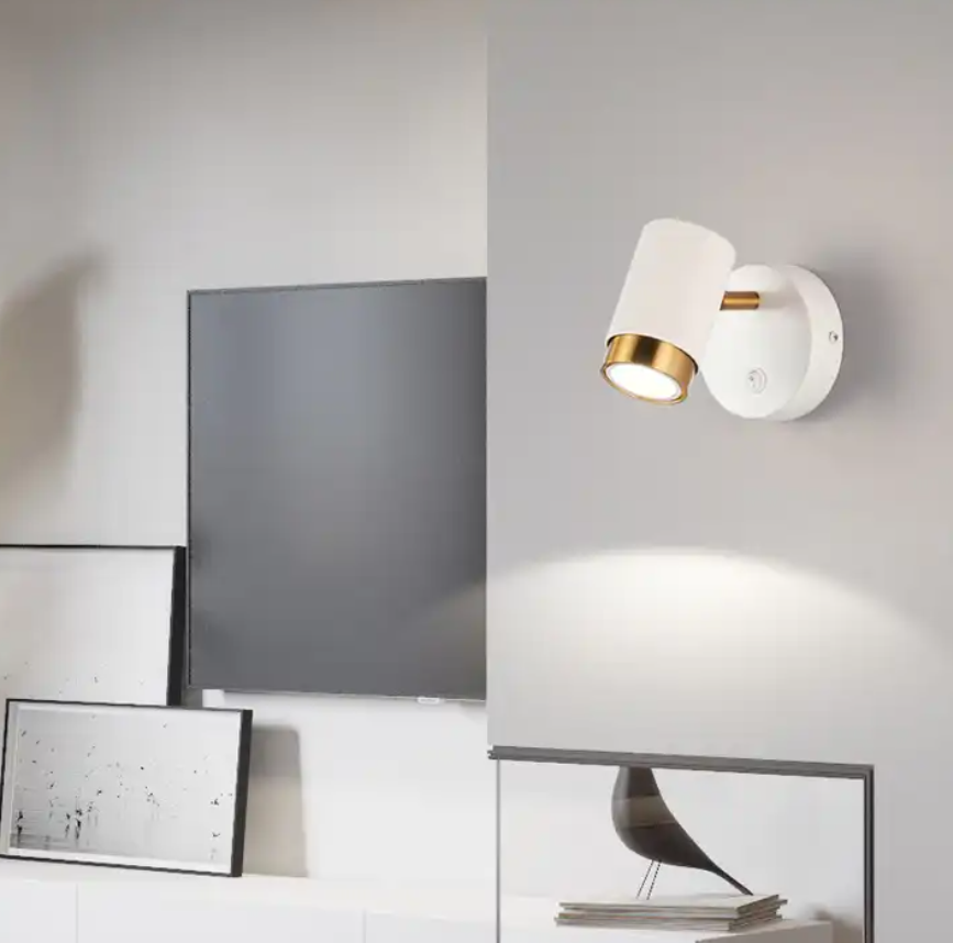 Nordic led wall lamp simple can swing head creative decorative lamp hotel engineering room bedroom bedside lamp