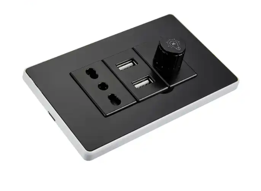 AG2396.AFBK AG Series Acrylic Full Black Color ZA Z&A Electric dimmer Switch with USB
