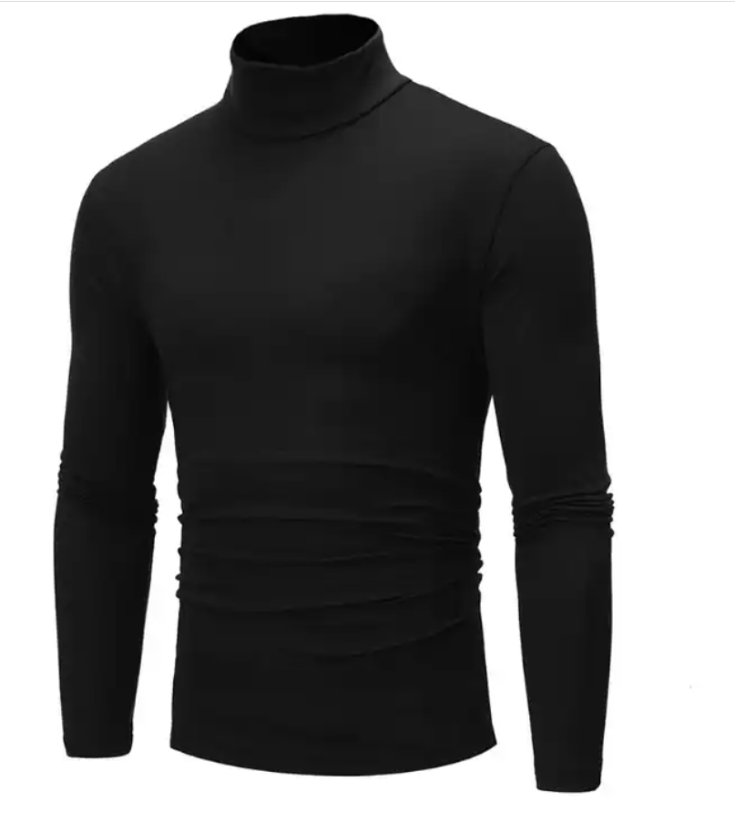 Men Turtleneck Long Sleeve Cotton Comfortable 7 Colors Undershirt Close-fitting Elastic White Undershirts