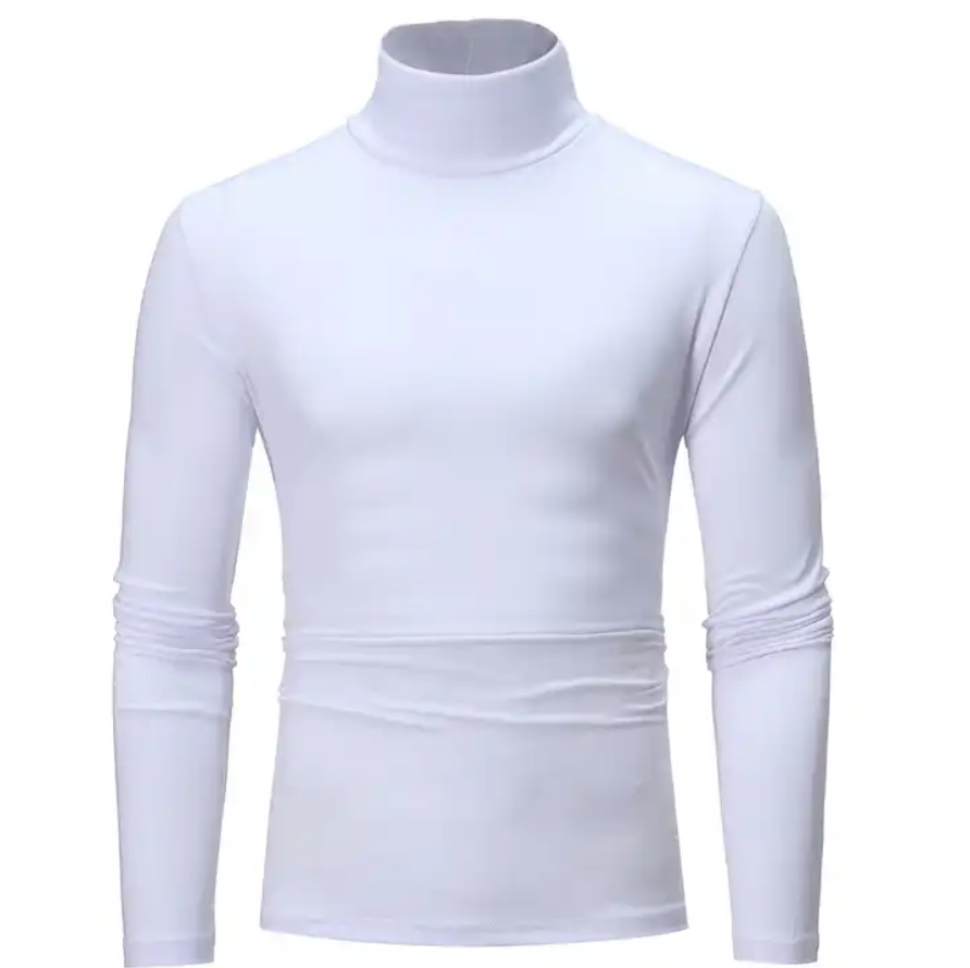 Men Turtleneck Long Sleeve Cotton Comfortable 7 Colors Undershirt Close-fitting Elastic White Undershirts