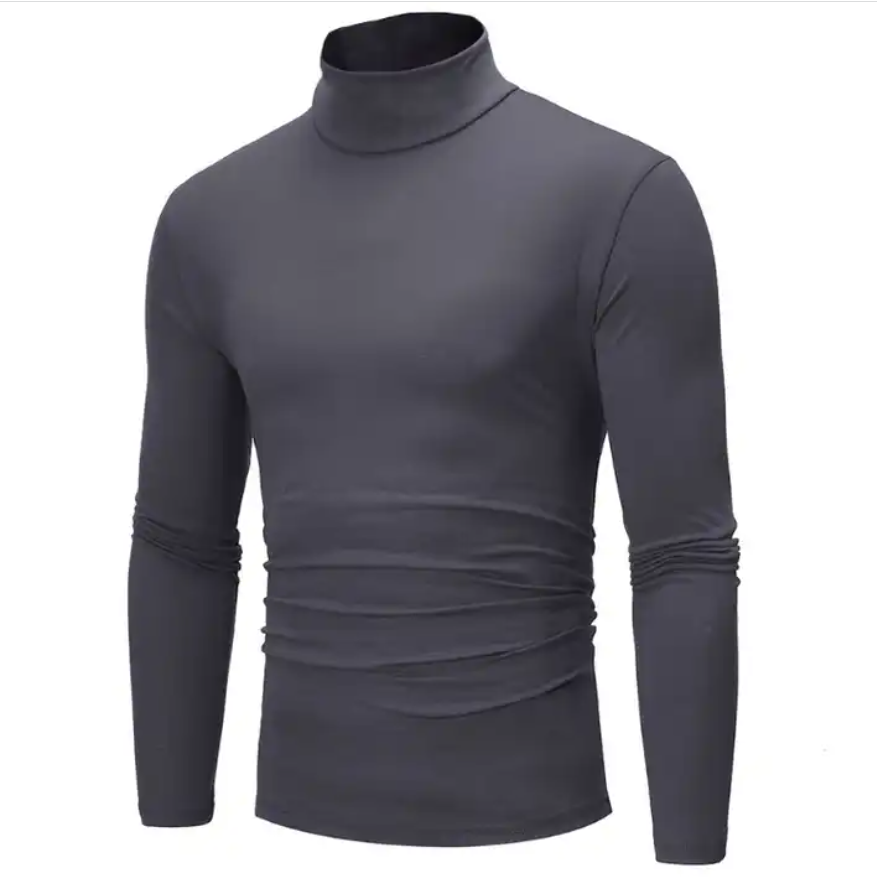 Men Turtleneck Long Sleeve Cotton Comfortable 7 Colors Undershirt Close-fitting Elastic White Undershirts