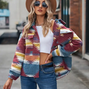 Womens Clothing Ladies Long Sleeve Button Down Vintage Aztec Jacket Coats