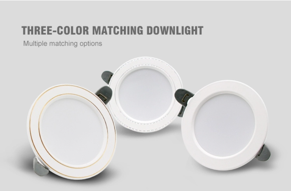 Indoor Spot Light Three Color Energy Saving Round Recessed Led Downlight