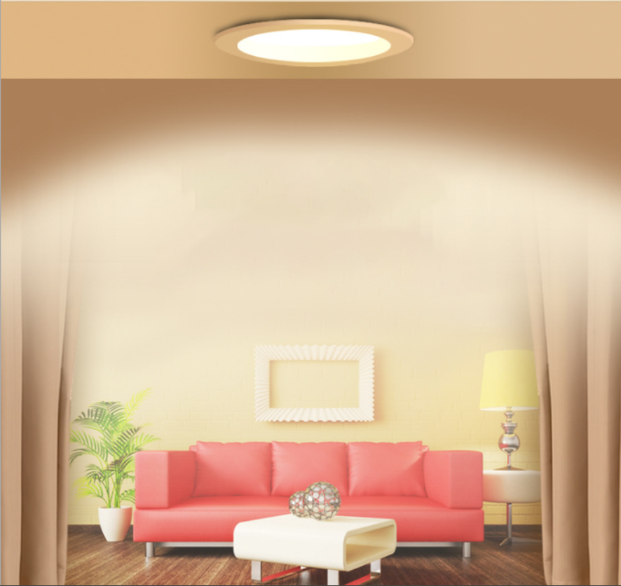 Indoor Spot Light Three Color Energy Saving Round Recessed Led Downlight