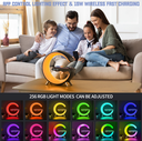 15W Speaker Multifunctional Fast Wireless Charger,  Rgb Light G Shaped 2 Type-c Fast Control Time Alarm Clock Bluetooth Speaker