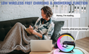 15W Speaker Multifunctional Fast Wireless Charger,  Rgb Light G Shaped 2 Type-c Fast Control Time Alarm Clock Bluetooth Speaker