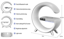 15W Speaker Multifunctional Fast Wireless Charger,  Rgb Light G Shaped 2 Type-c Fast Control Time Alarm Clock Bluetooth Speaker