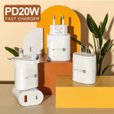20W Travel Super Fast Charger  ,  Type C Power Adapter Brick QC3.0 ,18W Dual Port Multi Phone , Charger Cable 20W Pd Charger