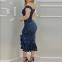 Solid Color Elegant Off Shoulder Dress