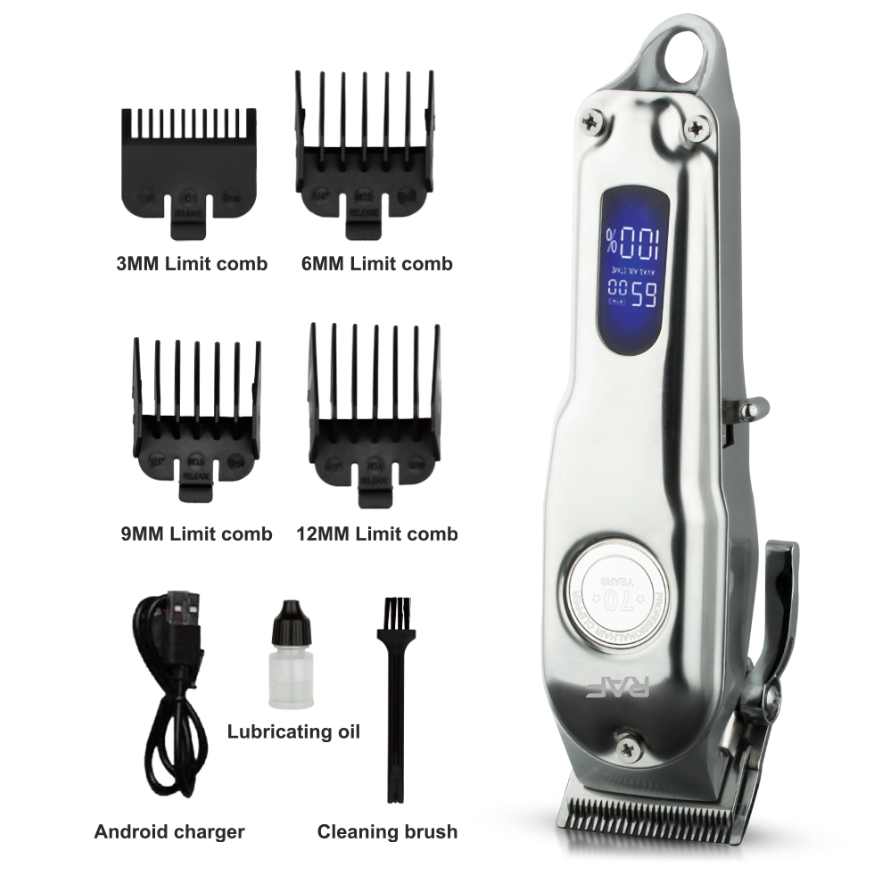 2023 Most Popular 80W Stainless LCD Hair Clippers For Men Cordless