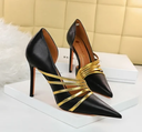 Slim Super High Heels with Color Matching Strap Side Hollow Women Shoes