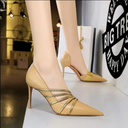 Slim Super High Heels with Color Matching Strap Side Hollow Women Shoes
