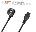 3 Pin EU Plug Connector Extension Cable AC Power Cord