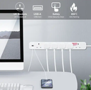 British Type Power Socket White 6 Outlet With 3 USB Extension Socket