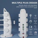 British standard power strip tower muti-plug 8outlet+4USB+2typec Overload protection extension wire socket