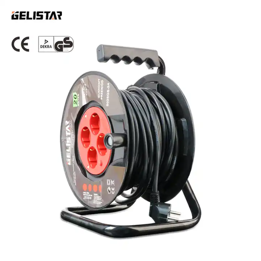 20M GELISTAR Heavy Duty Metal Reel Power Extension Cable Reel Extension