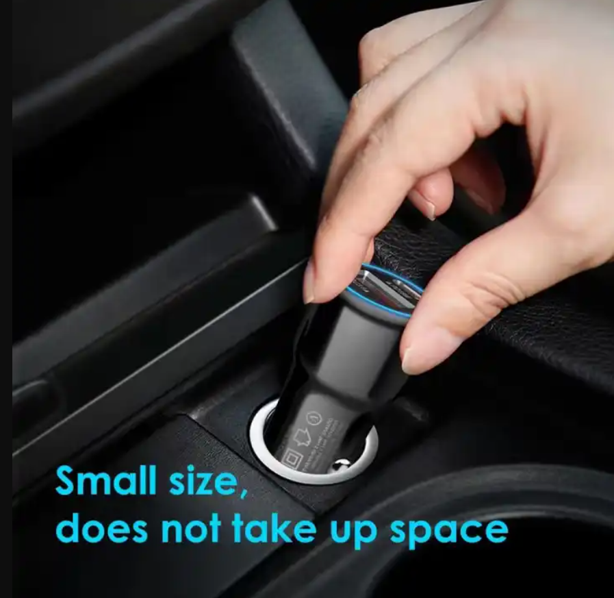 12W PD Car Charging 5V 2.4A Dual Port USB Car Charger Type-C