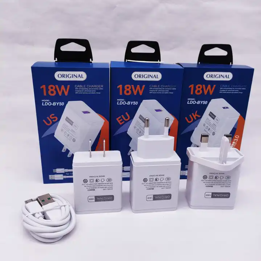 18W Android With Type-C Micro Cable USB Wall Charger Adapter For iPhone qc3.0 Fast Charging