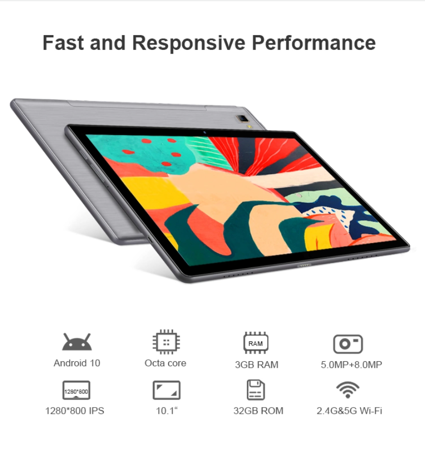 10.1 Inch 1920*1200 FHD Sc9863 Deca Core Tablet 4GB + 64GB Memory Android 13 Tablets PC