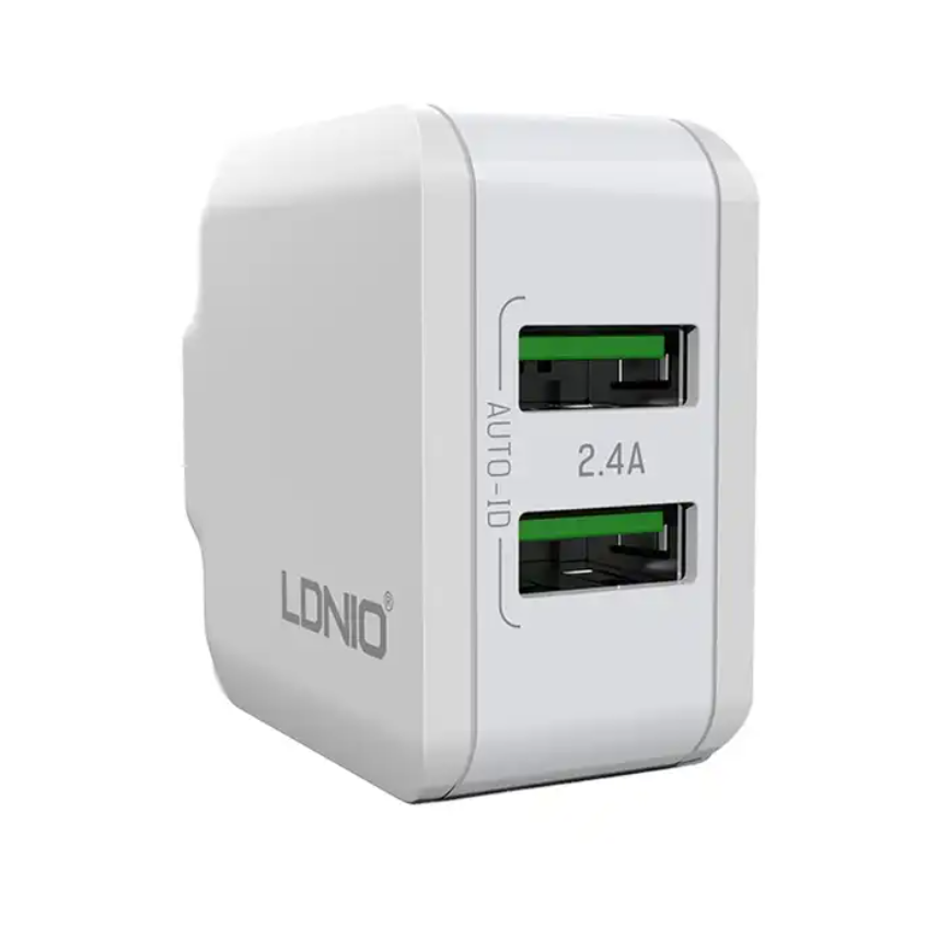 LDNIO Wholesale EU/US Plug Mini Size Portable 2 USB Dual Ports 2.4A Auto-ID USB Mobile Phone Charger