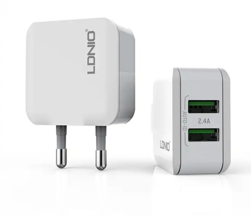 LDNIO Wholesale EU/US Plug Mini Size Portable 2 USB Dual Ports 2.4A Auto-ID USB Mobile Phone Charger