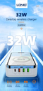 LDNIO AW004 Fast Charging , high speed multi port USB Micro US ,  EU ,  UK ,  Type C 32W PD QC3.0 Wireless Mobile Charger