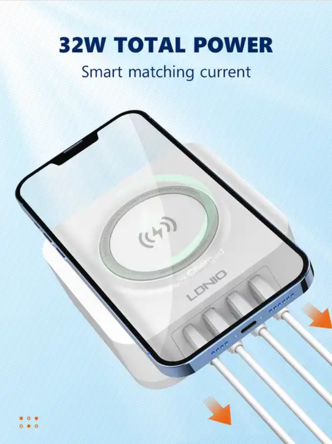 LDNIO AW004 Fast Charging , high speed multi port USB Micro US ,  EU ,  UK ,  Type C 32W PD QC3.0 Wireless Mobile Charger