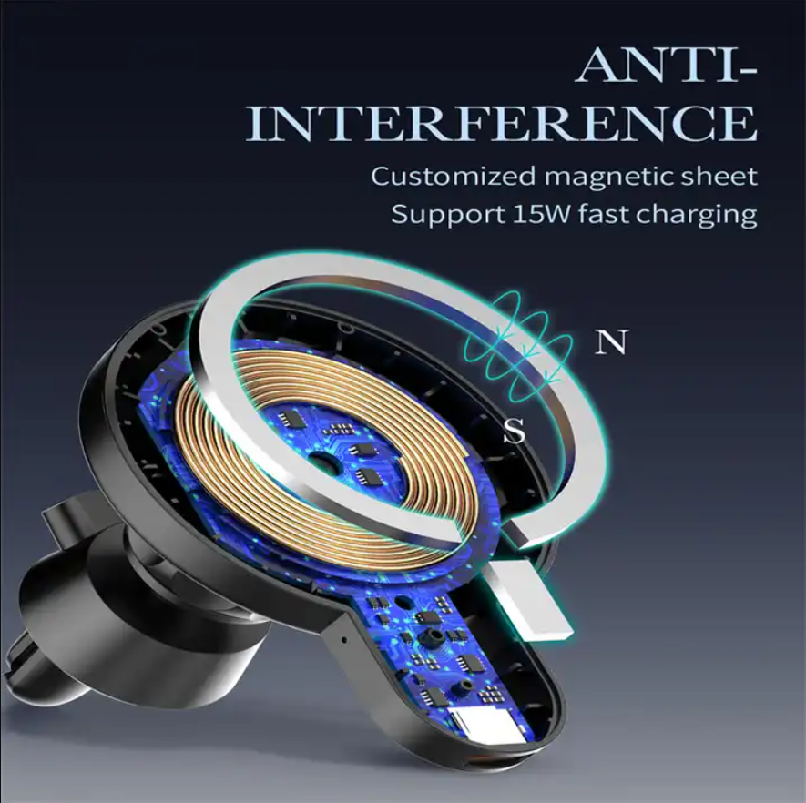 LDNIO 15W Type C Wireless Charging Magnetic Car Wireless Car Charger for cellphone Adjustable angle 360 Rotation