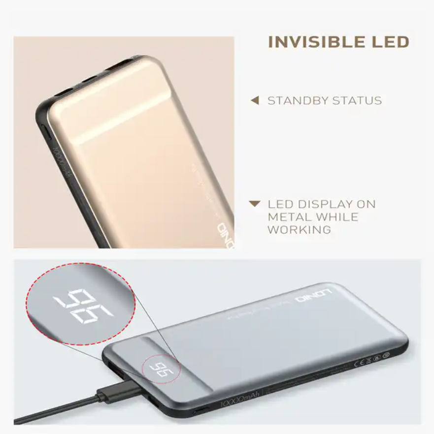 LDNIO 18W Fast Charging Power Bank with LED Display, Travel best Partner USB C and Type C Power Bank