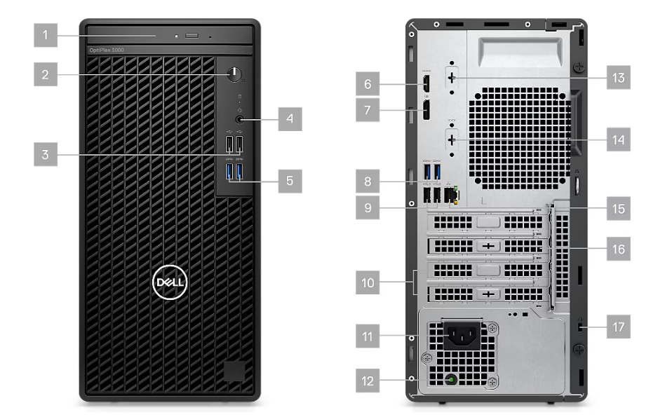 OptiPlex 5000 MT /Corei5-12500/8GB DDR4 (1x8)/512GB SSD / 8x DVD+/-RW/Intel Integrated Graphics / Dell Multimedia Keyboard - UK (QWERTY) - Black / Dell Optical Mouse - MS116 - Black / Ubuntu Linux 20.04/1Y ProSupport/CPU Only!!