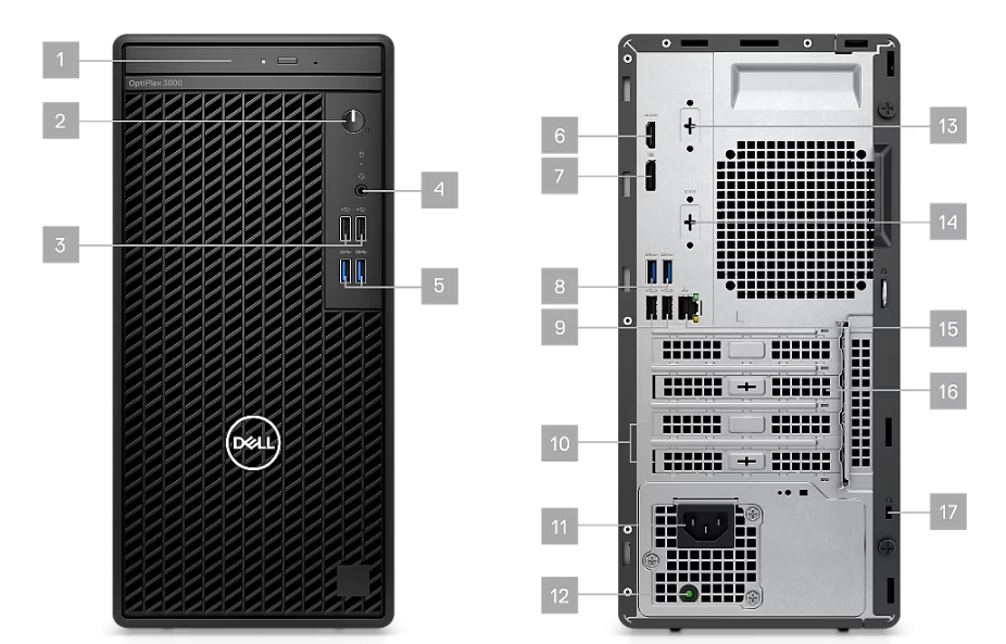 OptiPlex 3000 MT /Corei5-12500/8GB DDR4 (1x8)/512GB SSD / 8x DVD+/-RW/Intel Integrated Graphics / Dell Multimedia Keyboard - UK (QWERTY) - Black / Dell Optical Mouse - MS116 - Black / Ubuntu Linux 20.04/1Y ProSupport/CPU Only!!