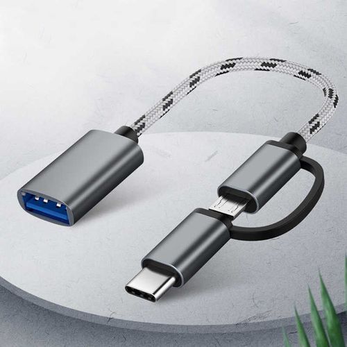 Original Accessories Type-C Male + Micro Usb Male Female Otg Adapter - Grey
