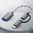 Original Accessories Type-C Male + Micro Usb Male Female Otg Adapter - Grey