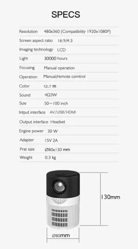 P400 Mini Projector Native 360P Support 1080P Mini LED Projector Portable Home Theatre Video Movie Beamer For Kids