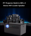 P7 Android Projector DLP Mini Portable Outdoor Movie Built-in 15600 mAh 4K Small Projector Smart Home Theatre Beamer