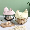 Mesh Wire Egg Storage Basket Chicken With Handles Decoration- Multi-colour. .