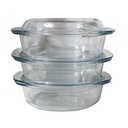 3 Pieces Of Oval Tempered Glass Caserole Serving Dishes/Bowls, 3.5L-Colorless.